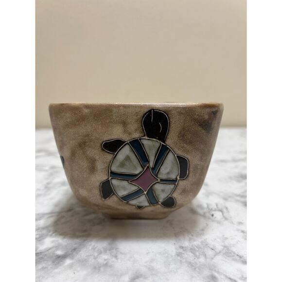 Handmade Artsy Mara Stoneware Turtle Coffee Mug Ceramic Brown Painted Mexico - Picture 3 of 9